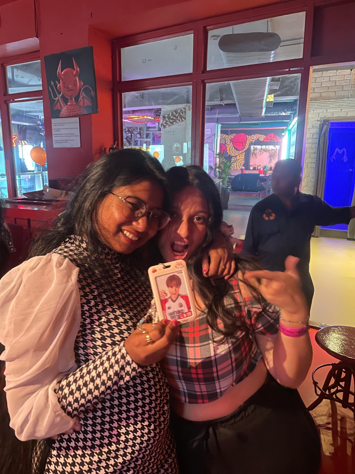 An attendee and the Dream Stage organiser posing together at an event